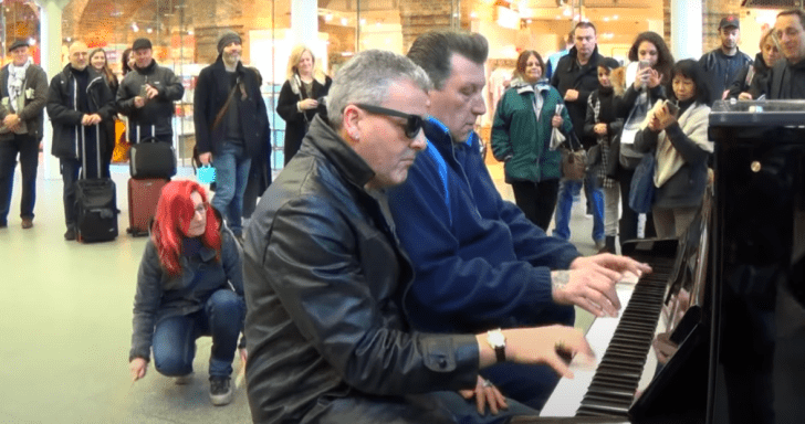 Trio Performs “Boogie Woogie Jam” At Train Station