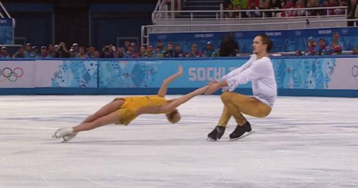 Figure Skating Duo Performs Risky Trick