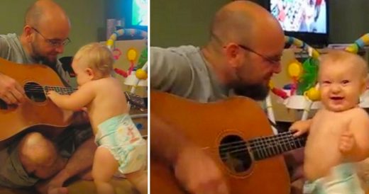 Toddler’s Inner Rock Star Bursts Out When Dad Plays Bon Jovi On Guitar