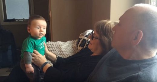 Baby Says His First Word While Playing With Grandparents