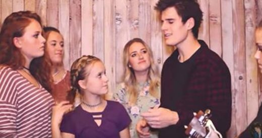 5 Sisters Surround Singing Brother And Chime In To Perform A Beautiful Song