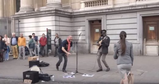 Street Performer Singing On Street When Woman Abruptly Interrupts For A Chilling...