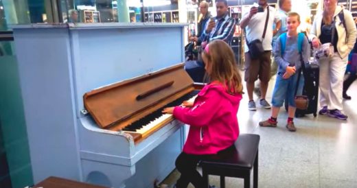 Little Girl Plays Haunting Celine Dion Classic For Passengers At Train Station