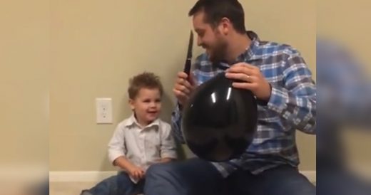 Father And Son Pop Balloon For Gender Reveal And Toddler Isn’t Pleased With Th...