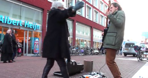 Grandma Dances Along To The Music Of Street Guitarist