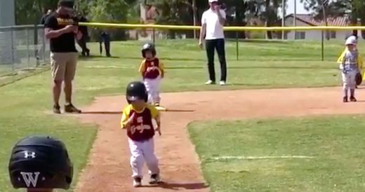 Little Baseball Player Decides To Run To Home Base In Slow-Mo