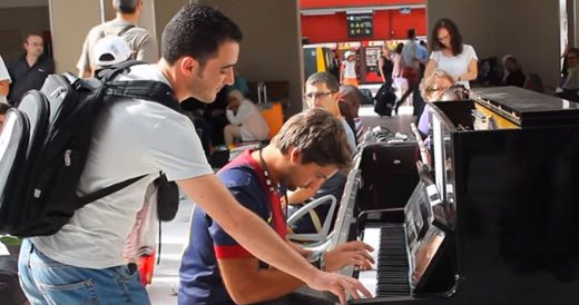 Man Plays Piano At Station And Stranger Joins In To Change It Up