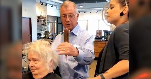 Husband Takes Brush From Hairstylist. Seconds Later, She’s Choked Up With Tear...