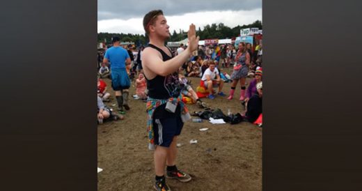 Man At Concert Shows Off His Dance Moves In Front Of Crowd