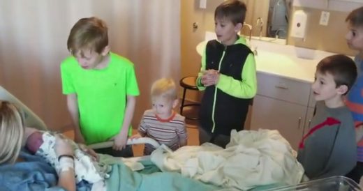 5 Brothers Meet Their New Baby Sister For The First Time