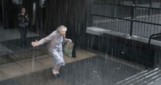 Little Girl Inspires Strangers To Run In The Rain