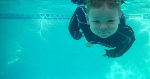 Fearless Baby Jumps Into Pool And Actually Swims Through Water