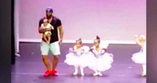 2-Year-Old Ballerina Freezes On Stage, Dad Jumps Into Action And Saves The Day