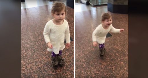 Little Girl Runs To See Soldier Dad At Airport