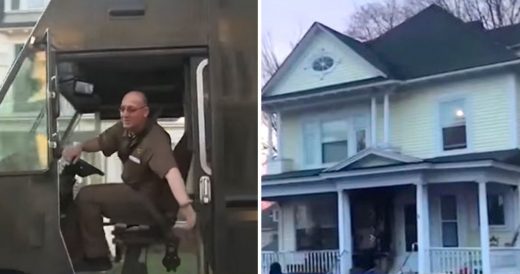 UPS Driver Stops Truck, Bangs On Front Door Of Home To Warn Owners Of The Chilli...