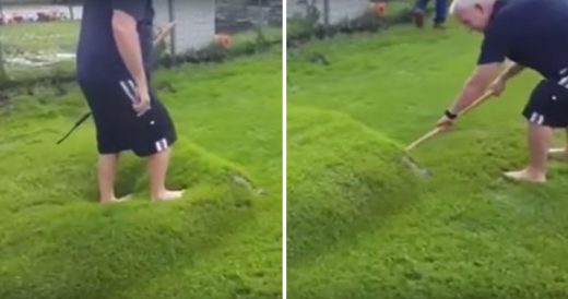 Man Pops Giant Water Bubble In His Backyard