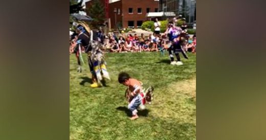 2-Year-Old Boy Dances At His First Pow Wow