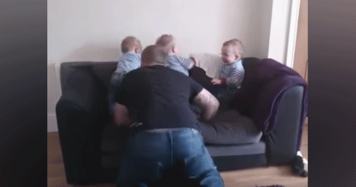 Dad Becomes Tickle Monster And Makes His Triplets Laugh