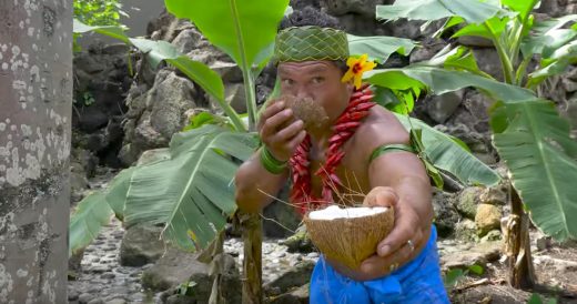 Man Demonstrates Unique Way To Husk And Open A Coconut