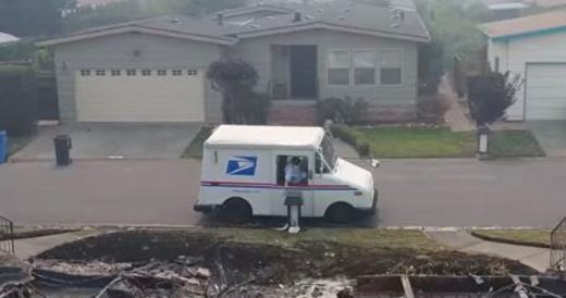 Man Records Postman Still Working Through Wildfire