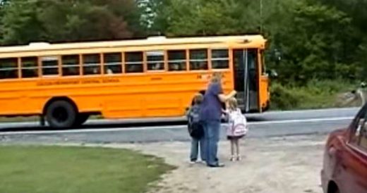 Dad Is Excited To Send Kids Off To School