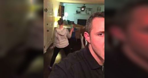 Sneaky Husband Catches Wife Dancing, But Then She Turns Around