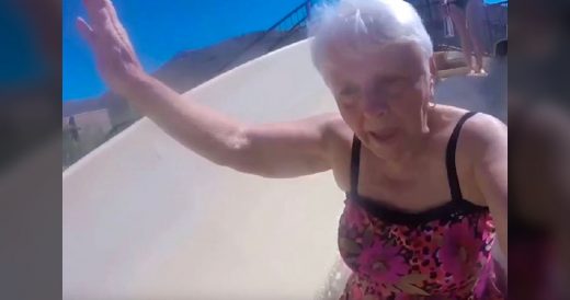 80-Year-Old Films Herself Going Down Waterslide