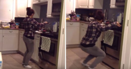 Mom Dances In Kitchen While Making Tacos