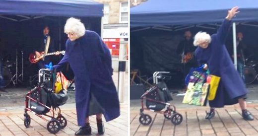 Grandma Rocks Out To Band In The Middle Of The Street