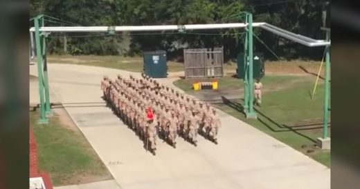 Platoon Of Recruits Are Taught The “Monkey Drill”