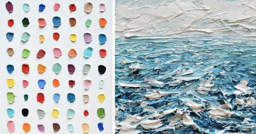 Artist Uses Thick Paint To Create Abstract Landscape Paintings