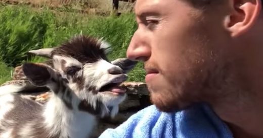 Man “Argues” With Baby Goat