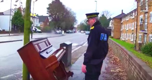 “On Duty” Officer Starts Playing Illegally-Dumped Piano