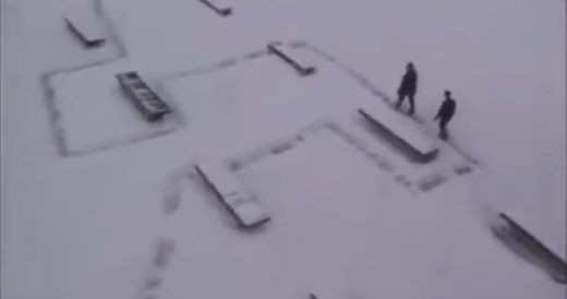 Janitor Creates A Maze In Snow That Has Workers Going In Circles