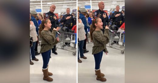 Little Girl Sings National Anthem At Local Walmart