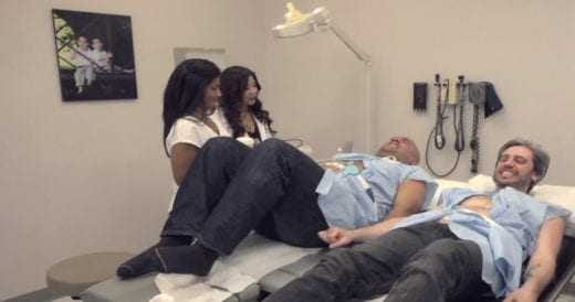 Two Dads Hilariously Experience What Labor Pain Feels Like As Their Wives Look O...