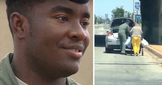 Kind Airman Pulls Over To Help Elderly Woman Struggling With Groceries