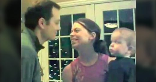 Dad Gives Mom A Kiss And Baby Gets Jealous