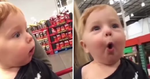 Enthusiastic Toddler Lights Up When He Encounters Christmas Decorations At Costc...