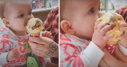 9-Month-Old Baby’s Eyes Widen When She Tries Ice Cream For The First Time