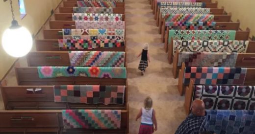 Family Displays Grandmother’s Quilts At Her Funeral After Her Passing As A Way...