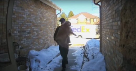 Doorbell Camera Catches FedEx Driver Returning Dog To The Family Who Lost Him