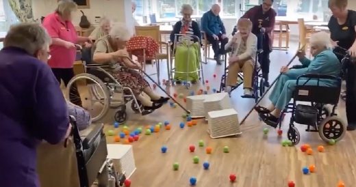 Self-Isolated Seniors Play Life-Sized Version Of “Hungry, Hungry Hippos” Wit...