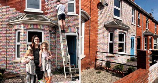 Family Spends 6 Hours Coloring Every Brick Of Their Home With Chalk To Cheer Up ...