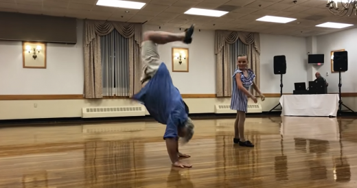 Youthful Grandpa Shows Off To Granddaughter And Breaks Into A Cartwheel