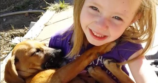 Little Girl Sings Lullaby To Put Her New Rescue Puppy To Sleep