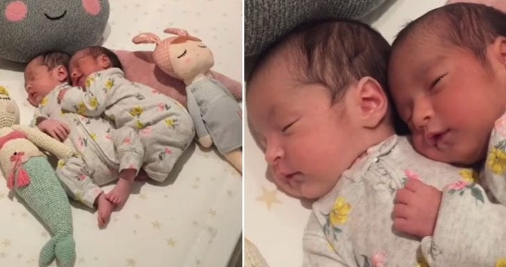 Baby Twins Capture Hearts As They Smile While Cuddling During A Nap