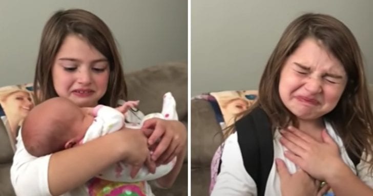 Little Girl Is Excited To See Her Baby Sis For The First Time