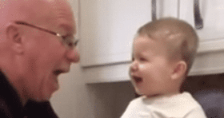 Sweet Grandpa And Grandson Have A Contagious Laughing Session