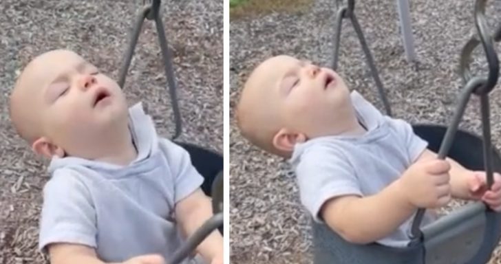 Sleepy Baby Takes A Nap During Swing Ride